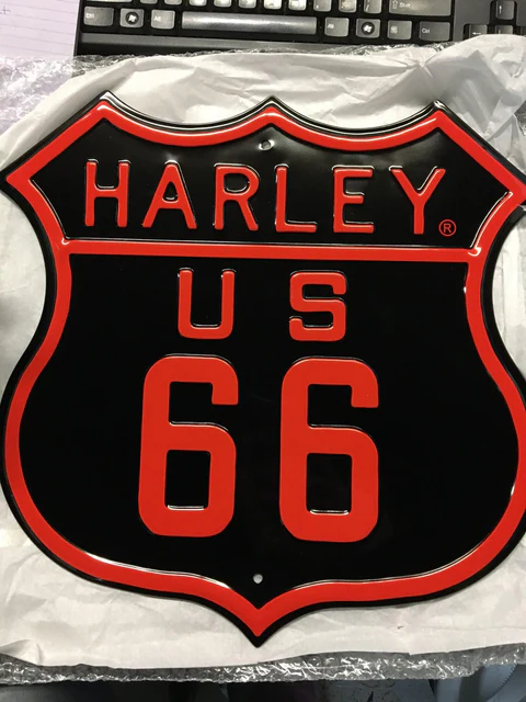 HARLEY DAVIDSON ANDE ROONEY METAL SIGN - RT 66 EMBOSSED TIN GREAT GIFT