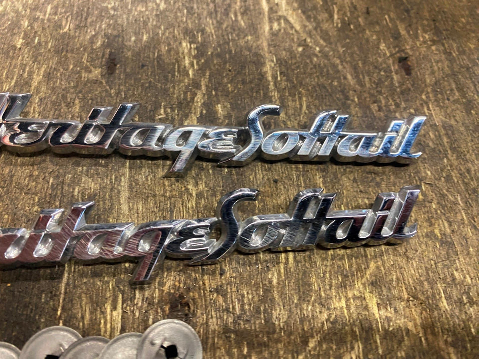 HARLEY OEM HERITAGE SOFTAIL FRONT FENDER EMBLEMS FLSTC CHROME PR EVO TWIN CAM