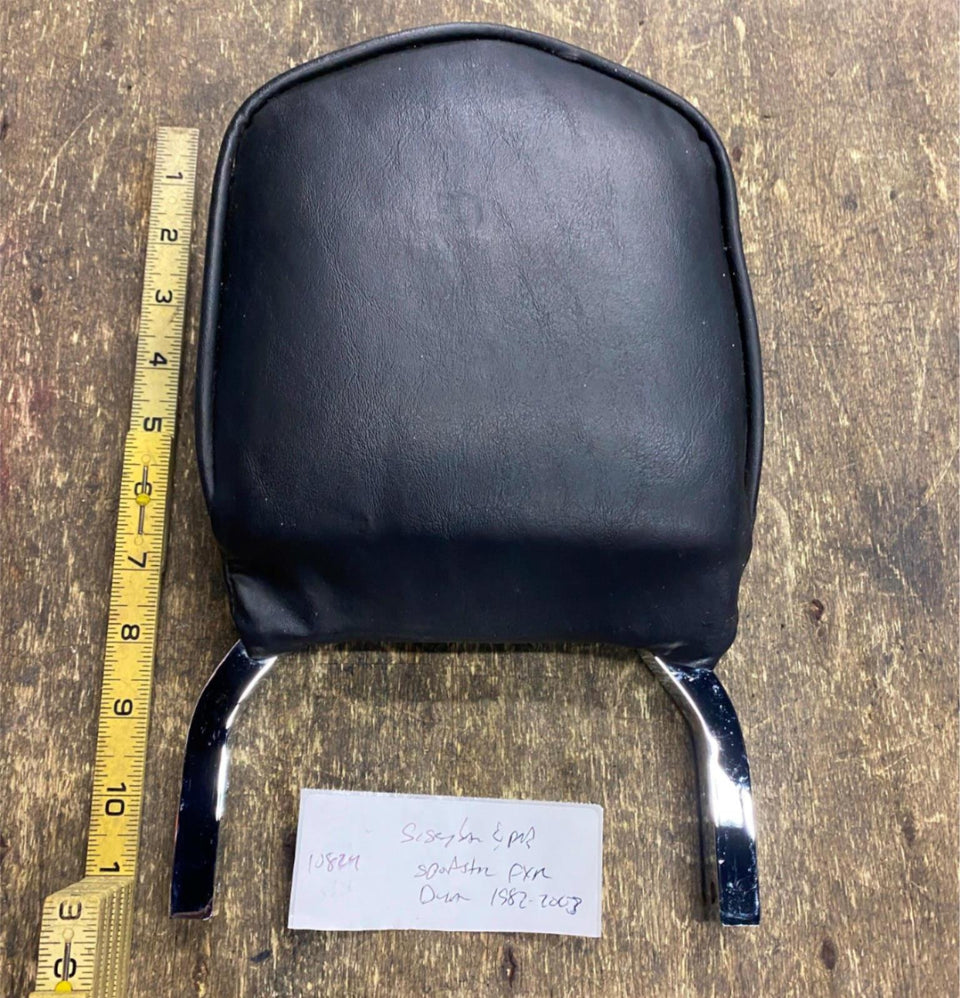 OEM SISSYBAR BACKREST HARLEY SPORTSTER DYNA FXR 1982-2003 PAD UPRIGHT EMBLEM!