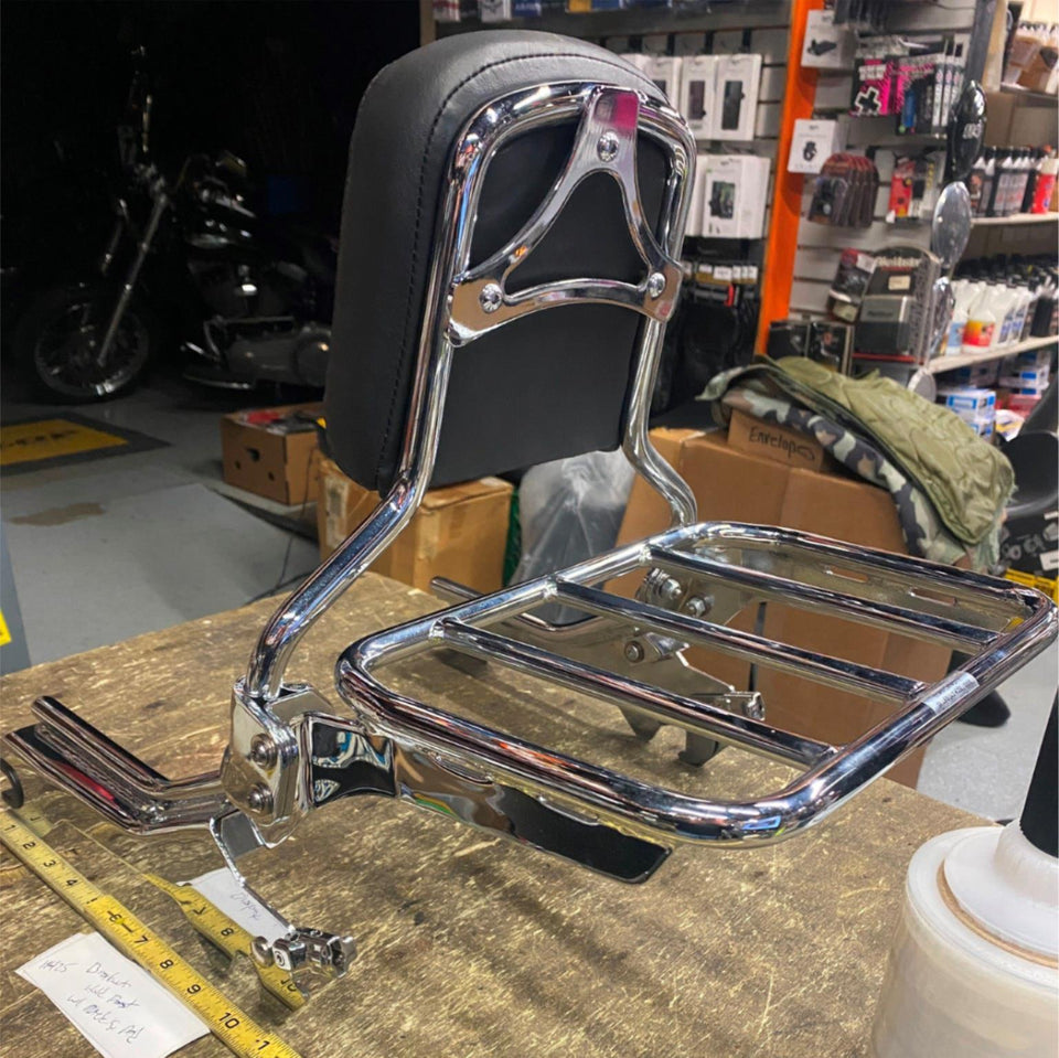 HOLDFAST BACKREST SISSYBAR HARLEY BREAKOUT PAD LUGGAGE RACK OEM CHROME FXBR FLFB