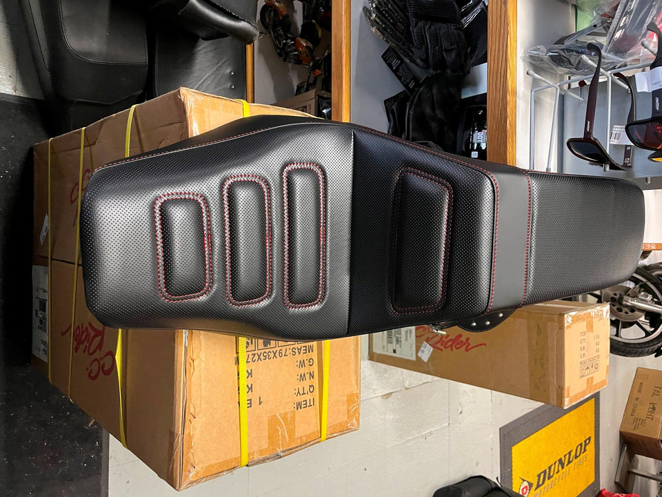 C C RIDER SOFTAIL/ STREET BOB TWO-UP SEAT RED STITCH