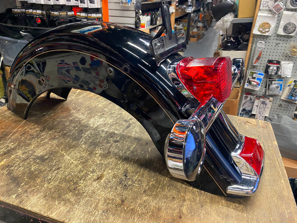 OEM REAR FENDER BLACK HARLEY HERITAGE SOFTAIL EVO 1986-1999 W TRIM LIGHTS FLSTC