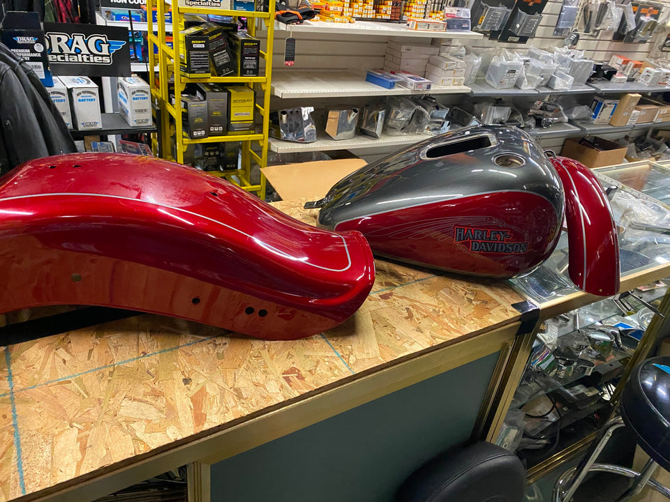 FACTORY PAINT SET HARLEY SOFTAL 2006^ 200 TIRE FIRE RED GAS TANK FENDERS OEM NEW