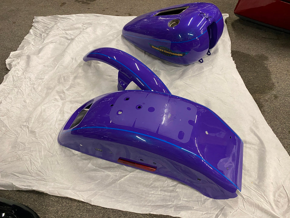 PAINT SET HARLEY SOFTAIL DEUCE PURPLE PEARL GAS TANK FRONT REAR FENDER FACTORY