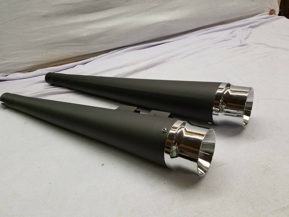 BLACK 4" SLIP ON MUFFLERS HARLEY TOURING MEGAPHONE TIPS ULTRA CLASSIC GLIDE KING