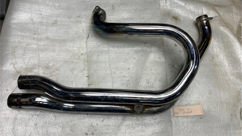 2 INTO 1 HARLEY SHOVELHEAD EXHAUST PIPE STURGIS FXE SUPERGLIDE LOW RIDER OEM 2-1