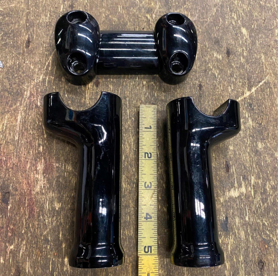 BLACK OEM HARLEY 4" RISERS DYNA SOFTAIL SPORTSTER SOFTAIL CUSTOM CHOPPER W TOP!