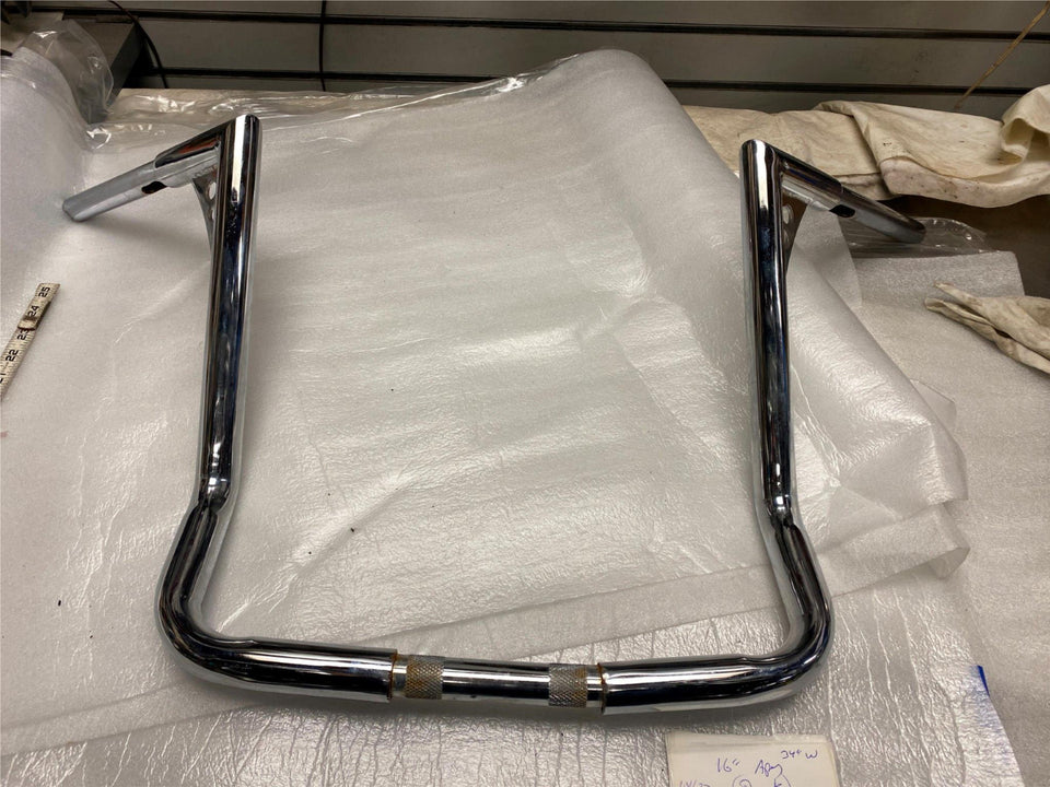 16" CHROME APE HANGERS HARLEY TOURING BAGGER FLHX GLIDE BENT 1 1/4 HANDLEBARS