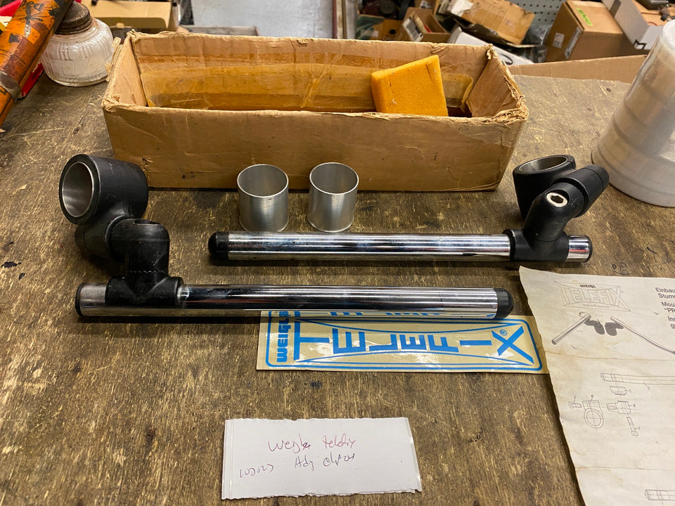 TELEFIX CLIP ON HANDLEBARS CAFE RACER DRAG BIKE VTG 7/8 BARS ADJUSTABLE GERMAN