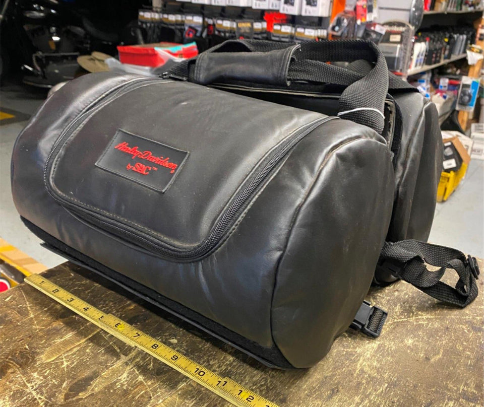 OEM HARLEY SAC LEATHER THROWOVER SADDLEBAGS SPORTSTER 883 1200 MOTORCYCLE UNIV