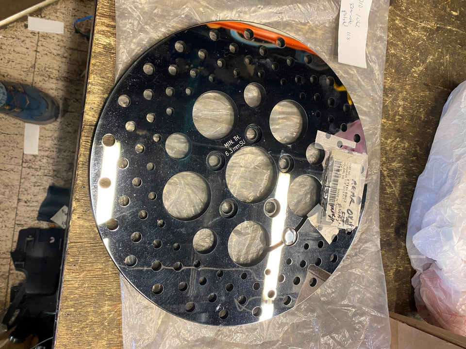 POLISHED STAINLESS STEEL DRILLED BRAKE ROTOR HARLEY TOURING 2008-23 STREET GLIDE