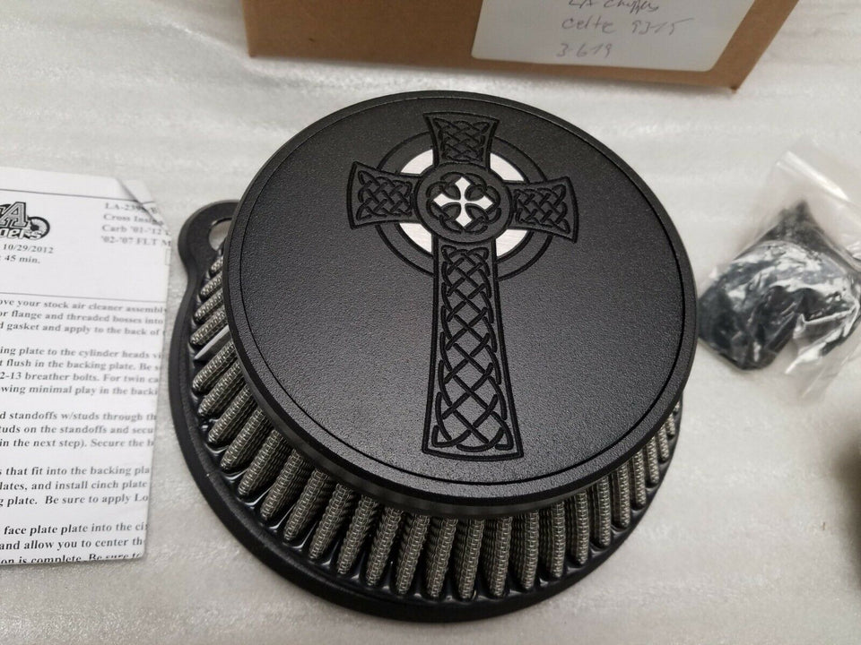 LA CHOPPERS AIR CLEANER CELTIC CROSS BLACK DYNA SOFTAIL BAGGER 1993-2015 FLHX FL