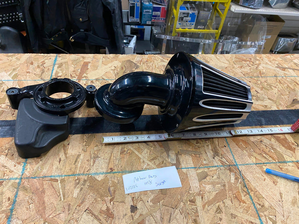 ARLEN NESS MONSTER SUCKER 90-DEGREE AIR CLEANER KIT DEEP CUT BLACK HARLEY M8