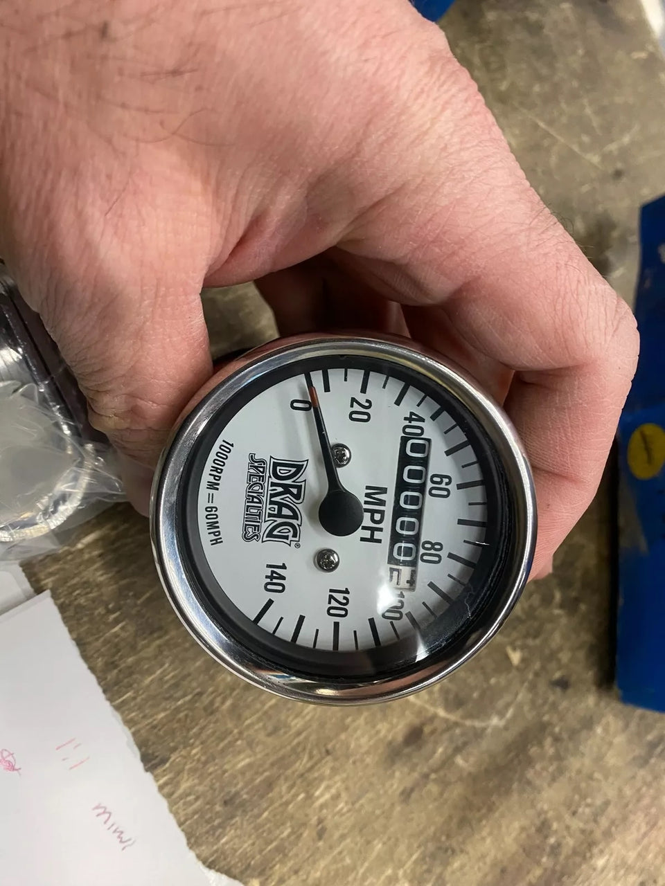 MINI SPEEDOMETER HARLEY 1:1 DRAG 2.4" WHITE FACE CHOPPER SHOVELHEAD SPORTSTER