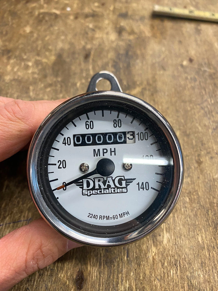 MINI SPEEDOMETER GUAGE WHITE FACE 2.4" 2240-60 SOFTAIL CUSTOM CHOPPER HARLEY