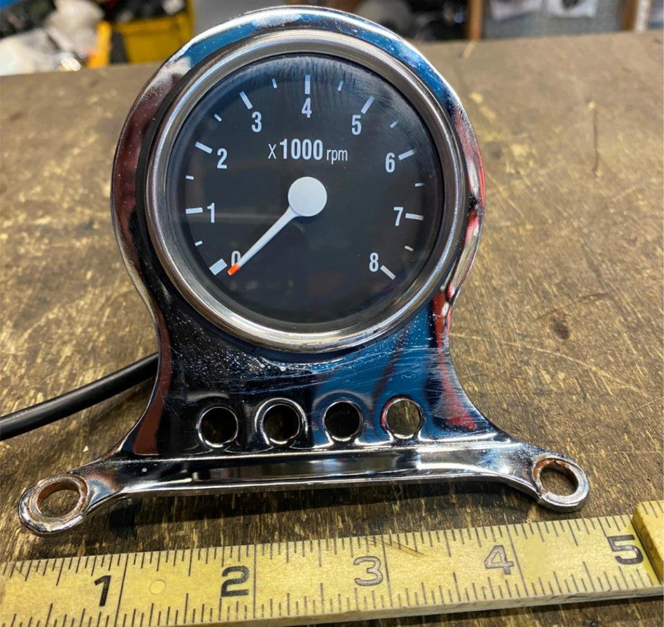 MINI ELECTRIC TACH 2 5/8 MOUNT HARLEY SPORTSTER SOFTAIL DYNA FXR CUSTOM CHOPPER