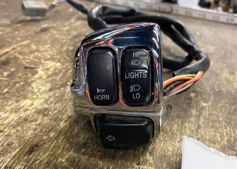 CHROME LEFT SWITCH BOX ASSY WIRING HARLEY SOFTAIL DYNA SPORTSTER ROAD KING 96^