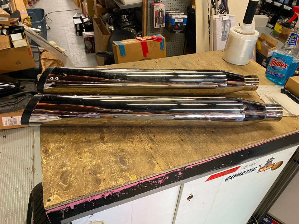 SLIP ON MUFFLERS VALKYRIE VULCAN ROAD STAR 29" CUSTOM HARLEY HONDA MOTORCYCLE