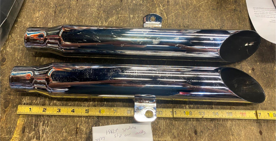 SLIP ON MUFFLERS SLASH CUT HARLEY IRONHEAD EVO SPORTSTER 883 1200 1982^ CUSTOM