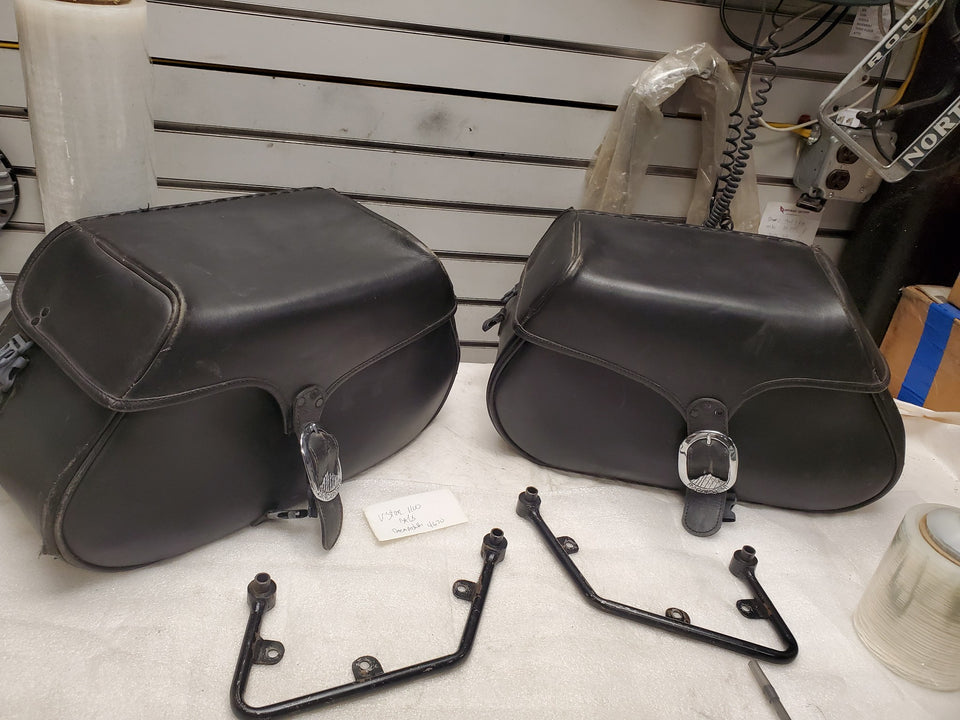 BOLT ON LEATHER HARD SADDLEBAGS YAMAHA VSTAR 1100 MOTORCYCLE HONDA KAWASAKI SUZU