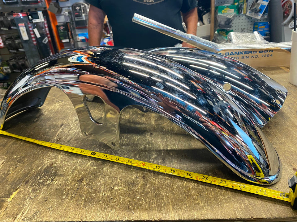 CHROME FRONT FENDER KAWASAKI KZ HONDA CB 650 900 YAMAHA XS GS OEM FACTORY MOTORC