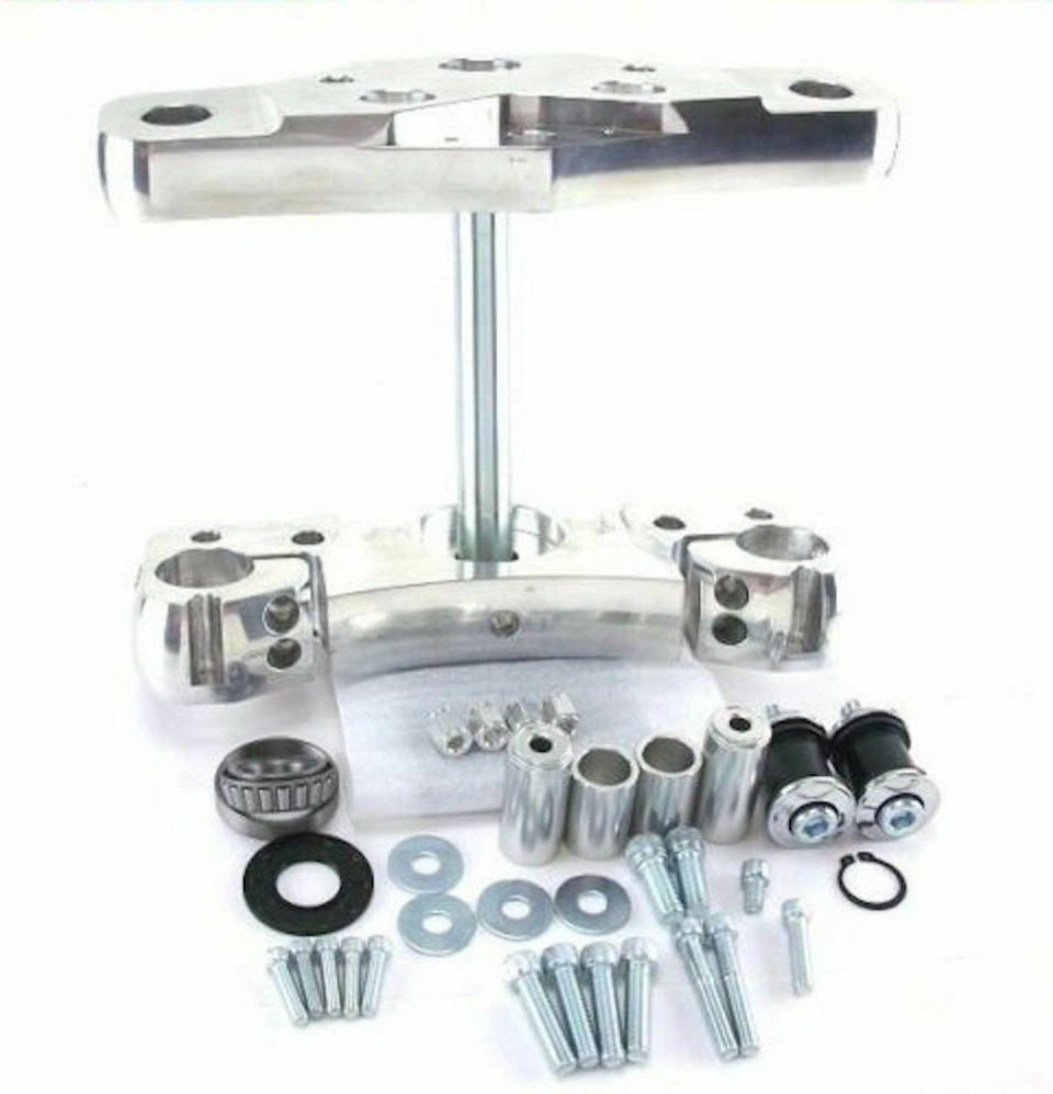 CHROME TRIPLE TREES HARLEY 41MM 6° BILLET RAKED 1997^ BAGGER FLHX GLIDE 21" 23"