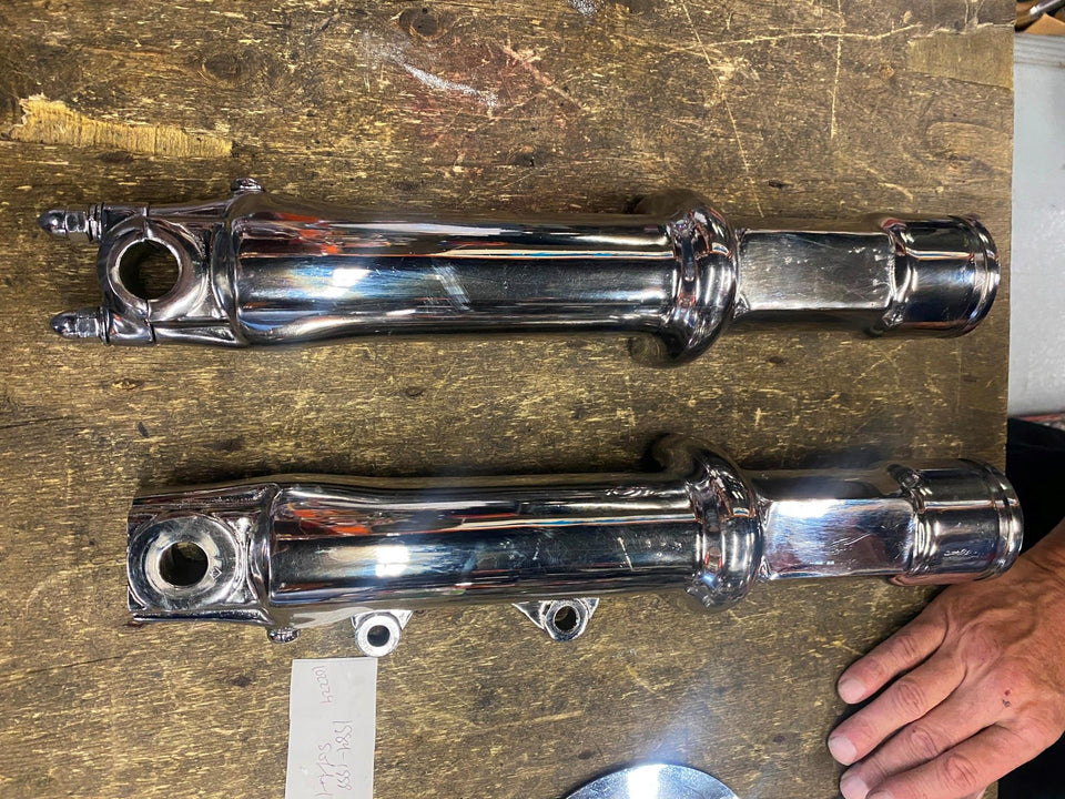 CHROME FRONT FORK LOWER LEGS SLIDERS 1984-1999 SOFTAIL FXST WIDE GLIDE 41MM