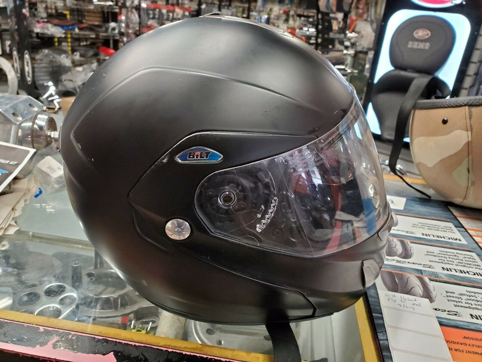 BILT MODULAR FF OPEN FACE FLIP UP HELMET FULL FACE DENIM BLACK MED USED MOTORCYC