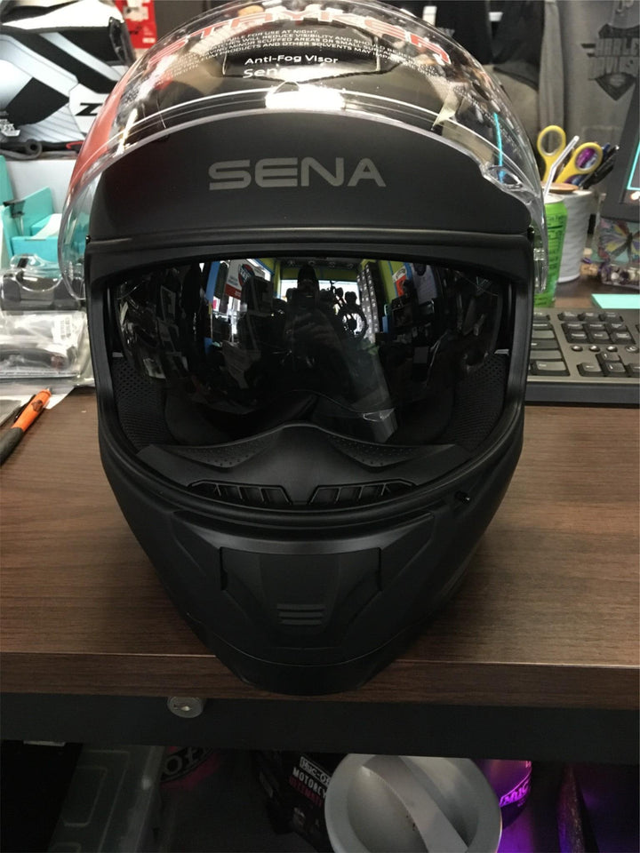 SENA STRYKER W/ MESH INTERCOM MATTE BLACK HELMET FF FULL FACE BLUETOOTH XL