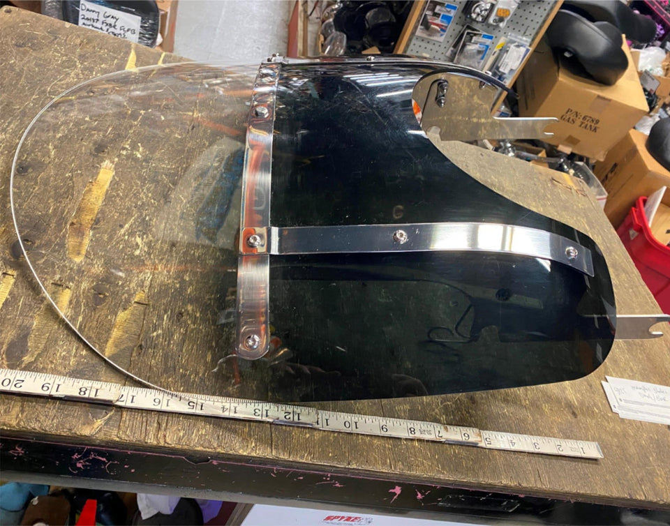 HARLEY MEMPHIS SHADES ROAD KING 15" DETACHABLE WINDSHIELD BLACK CLEAR FLHR