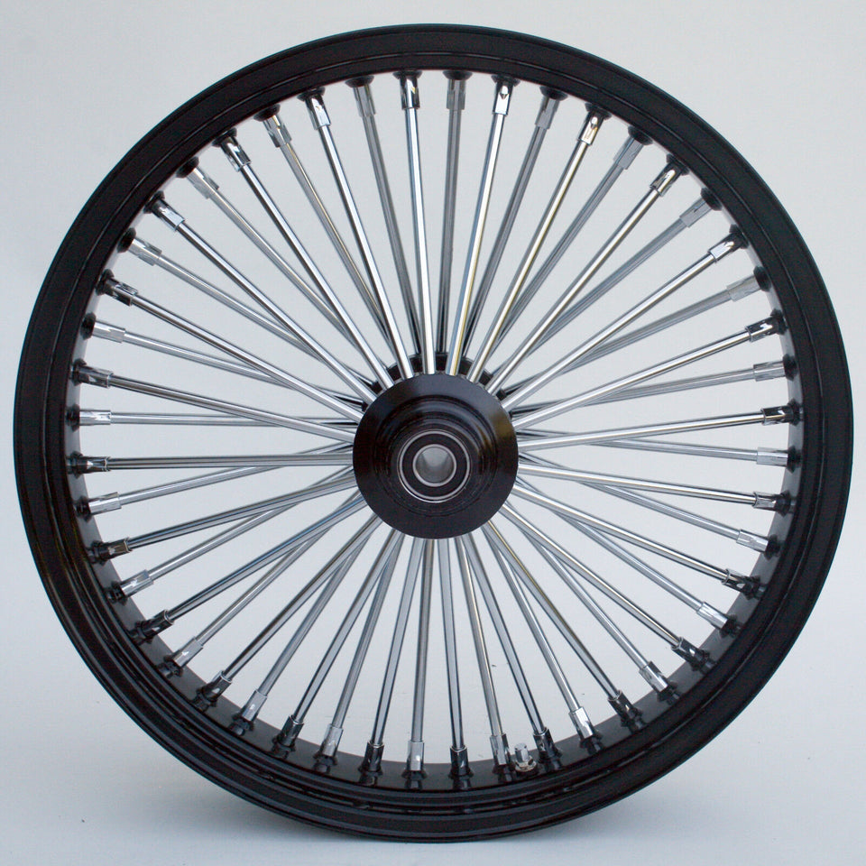 NEW BLACK CHROME 48 KING SPOKE 21" X 2.15" SINGLE DISC WHEEL HARLEY NARROW GLIDE