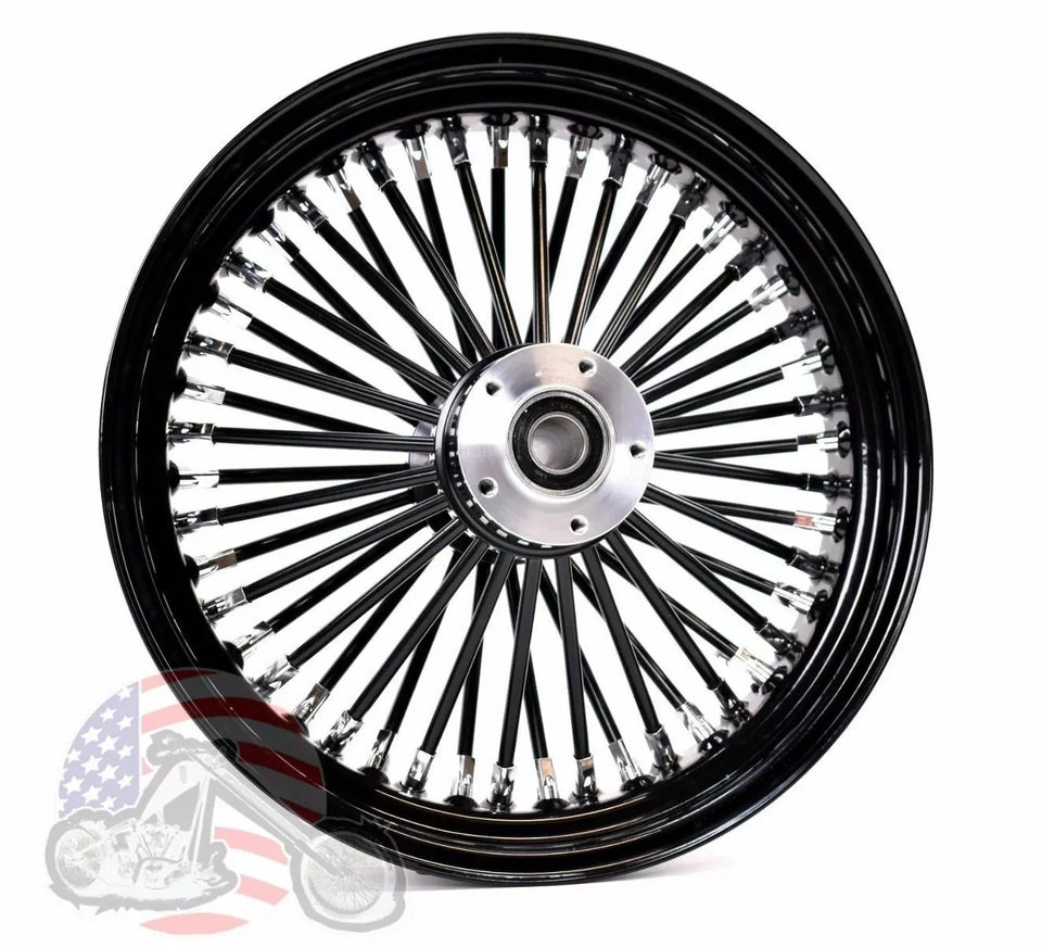18X3.5 BLACKOUT 48 KING SPOKE FRONT WHEEL RIM SINGLE DISC 37-721 HARLEY ULTIMA