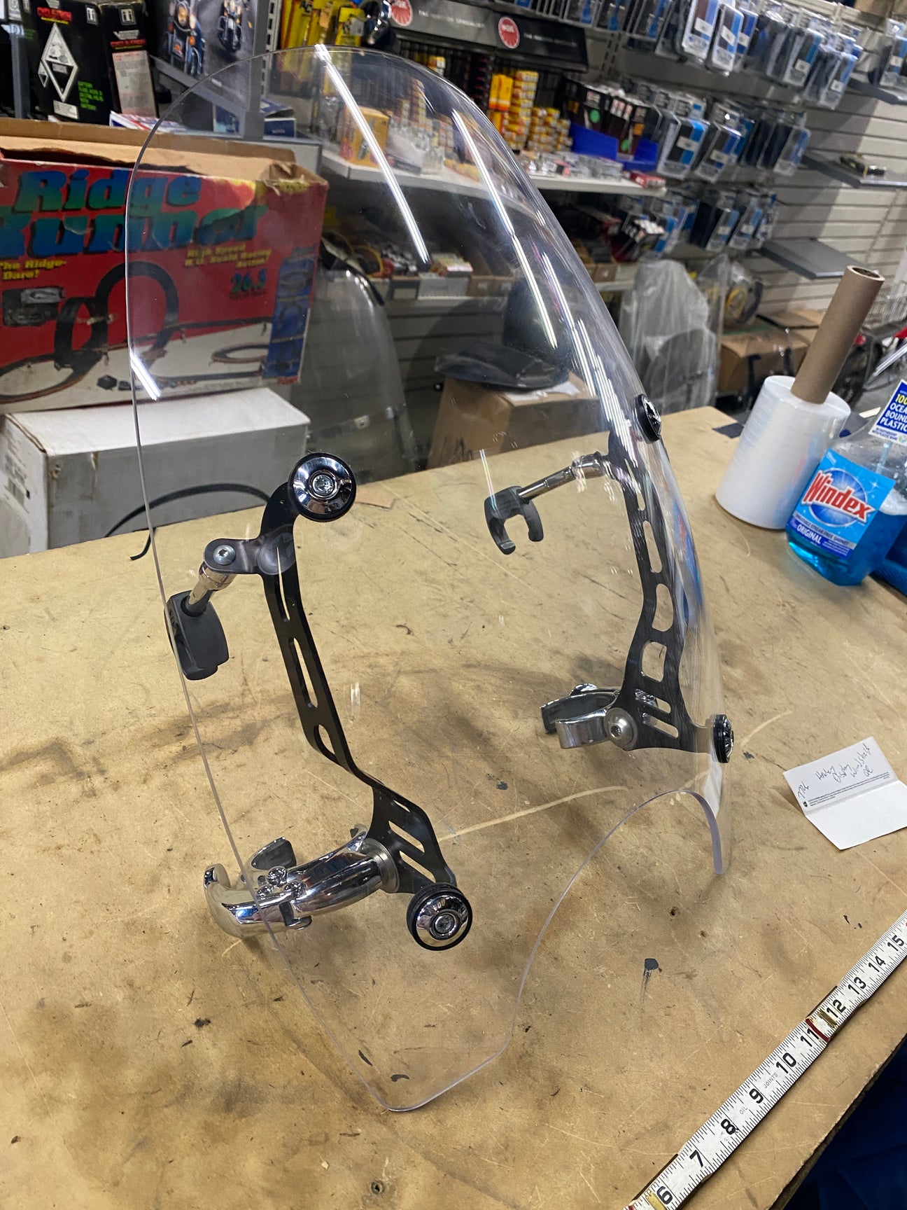 OEM Clear Motorcycle Windshield 14" Tall Mounting Hardware Detachable